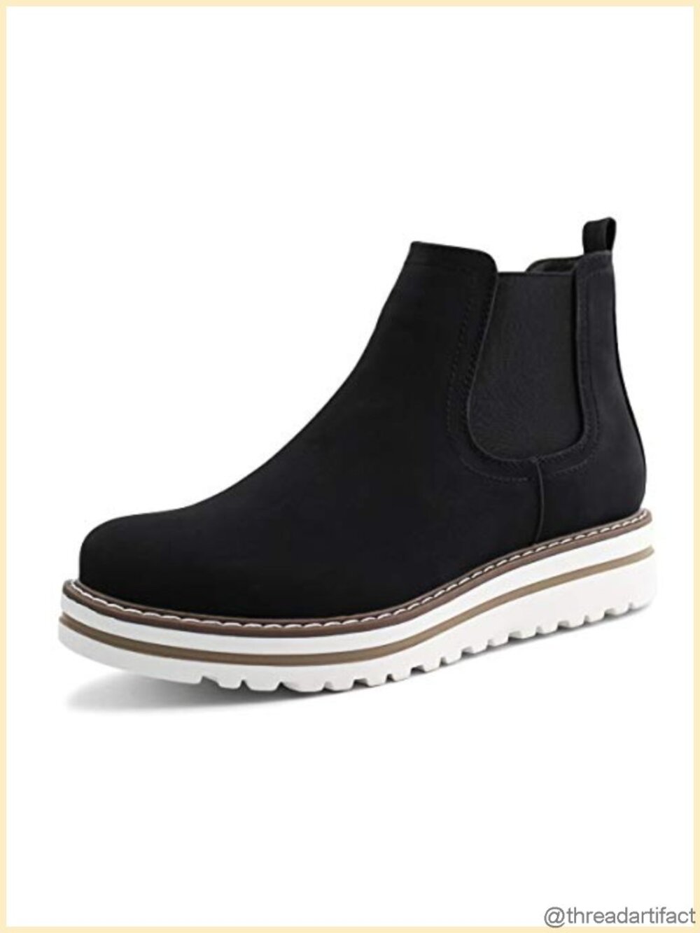 Womens Chelsea Ankle Boots Synthetic Wedge Round Toe Slip On Casual